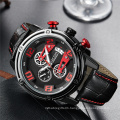 MEGIR 2078 Men's Genuine Leather Quartz Sports Watches Top Brand Luxury Military Stop Watch Waterproof Wrist Watch